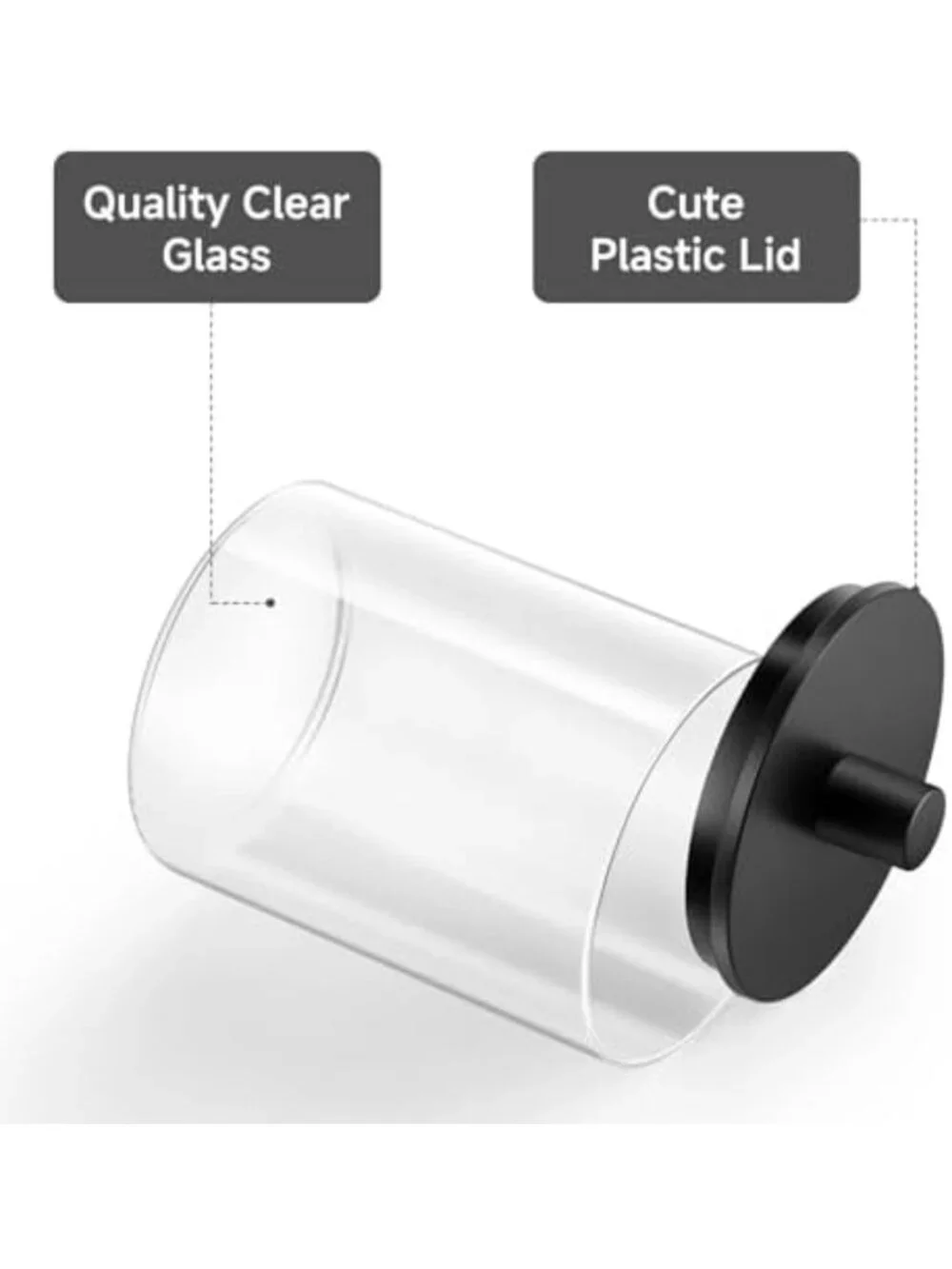 Clear Glass Qtip Holder Dispenser - 10 oz Apothecary Jar Set for Bathroom
